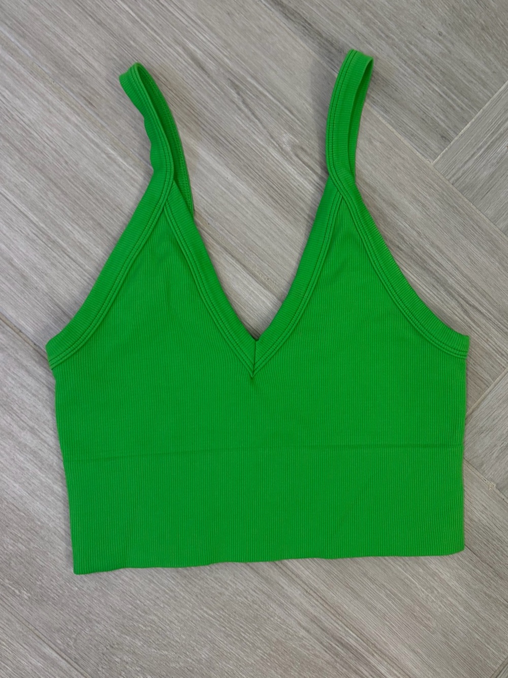 Nikibiki Green Seamless V-Neck Ribbed Bralette Crop Top Tank